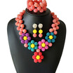 Mixed Color Luxury African Beads Jewelry Set New Coral Rose Bridal Jewelry Nigerian Wedding Pearl Necklace Earrings Bracelet