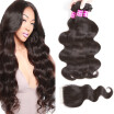 Glary Peruvian Human Hair Bundles with Closure Body Wave Virgin Hair 100 Unprocessed Hair 3 Bundles With Closure Natural Color