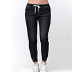 Womens Solid Color Jeans with Elastic Waist & Ankles