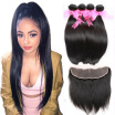 Dream Like Peruvian Virgin Hair Straight Hair 4 Bundles with 13X4 Lace Frontal Black Color