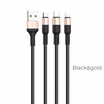 HOCO 3in1 USB Charger Cable For iPhone X 6 7 8 Android Micro USB Cable Type C For Samsung S9 Xiaomi 8 Phone Fast Charging Cable