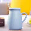 Haofeng ceramic cup breakfast cup couple cup mug coffee cup milk cup with lid with spoon tea cup office cup water cup tea set sky blue starry milk cup with lid with spoon