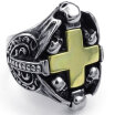 Hpolw Mens 316L stainless steel gothic black Skull Cross ringsdurable in use