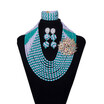 10 Rows Green And White With Corsage Womens Wedding Crystal jewelry African Bridal Costume Jewelry Nigerian Beads Jewelry Set