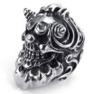 Hpolw Heavy Large Vintage Stainless Steel Gothic Skull Biker Mens Ring Silver