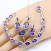 2018 New Purple Amethyst 925 Silver Jewelry Sets Bracelets Earrings Necklace Pendant Rings For Women