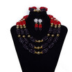 African Bridal Crystal Jewelry Set Wedding Beads Jewelry Pearl Accessories Red And Yellow Nigerian Multilayer Bridal Necklace Set