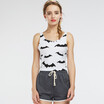 Fashion Bat Printing O-neck Short Loose Casual Sleeveless Vest New Women Cotton Tank Tops Women Summer