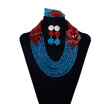 Orange And Sky Blue Hand Made Women Beads Necklace 8 Rows African Wedding Beads Crystal Jewelry Set Nigerian Bridal Jewelry