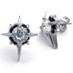 Hpolw Mens Womens Cubic Zirconia Stainless Steel Cross Star Stud Earrings Silver