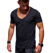 Summer Mens Short Sleeve V-neck Fitness Sport T Shirt