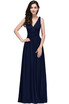 Lace A-line Long Evening Prom Formal Dresses V-neck Party Pageant Bridesmaid Gown Chiffon Dress