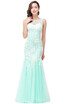 Babyonlinedress Mermaid Chiffon Elegant Scoop Appliques Pink Prom Evening Dresses