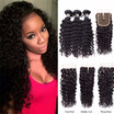 Amazing Star Deep Wave Bundles with Closure Brazilian Virgin Hair Deep Wave with Closure Crochet Lace Closure with Bundles