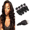 Ishow 7A Unprocessed Human Hair Weave Cheap Peruvian Loose Wave With Baby Hair With Closure 4Bundles Free Shipping