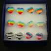 rainbow Candy color heart Earrings 6 pair
