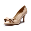 Patent Leather Stiletto heel Nifty bowknot Superficial mouth Single shoes Minimalism OL high heel shoes