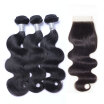 8A Brazilian Virgin Hair Body Wave With Closure 3 Bundles Brazilian Remy Human Hair Weave And Lace Closure 4Pcs Lot Natural Black