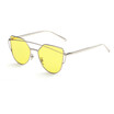 SHAUNA Stylish Flat Women Panel Mirror Lens Cat Eye Sunglasses Classic Brand Designer Men Twin-Beams Tint Sunglasses UV400