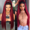 T-top Hair Long Silky Straight T1B99J Burgundy Ombre With Dark Roots 100 Virgin Human Hair Glueless Lace Front Wig With Baby Hai