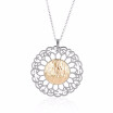 Womens Flower Iron Wire Rosegold Round Stainless Steel Pendant