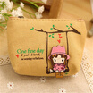 coin purse cloth art packaging bag canvas mini cartoon girl wallet purse