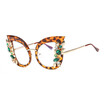 SHAUNA Oversize Luxury Crystal Decoration Women Cat Eye Sunglasses Spring Hinges Fashion Ladies Gradient Lens Eyeglasses
