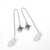 CZ Diamond Long Earings Fashion Jewelry Simulated Pearl Drop Earrings For Women Accessories White Gold Plated E170