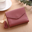 Women Short Korean Wallet Tassel Pendant Lychee Multi-Card Purse