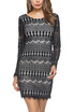 Lace Insert Dress O-Neck Long Sleeve Women Casual Dress Homecoming Dress