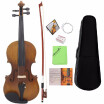 44 Full Size Violin Fiddle Matte Finish Spruce Face Board Ebony Fretboard 4-String Instrument with Hard Case Bow Rosin Clean Clot