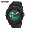 SANDA Men Analog Quartz Digital Watch Dual Display Waterproof Sports Watches for Men Silicone LED Electronic Watch