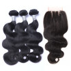 8A Malaysian Virgin Hair Body Wave With Closure 3 Bundles Malaysian Remy Human Hair Weave And Lace Closure 4 Pcs Lot Natural Black