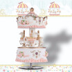 Laxury Windup 3-horse Carousel Music Box ArtwareGift Melody Castle in the Sky PinkPurpleBlueGold Shade for Option