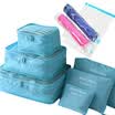 Travel storage bag hand roll vacuum compression bag luggage sorting bag save space 9 piece set blue