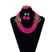 6 Rows Pink Women Jewelry Set Handmade Beaded Crystal Necklace Fashion African Wedding Jewellery Set Bridal Jewelry Free Shipping