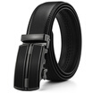 XHtang Mens Belt Genuine Leather Automatic Buckle belt For Waistband Ratchet Strap Black Leather Belt Designer Belt For Jeans Gift