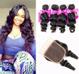 Dream Like Unprocessed Human Hair Brazilian Loose Wave Virgin Hair with Closure 4 Bundles