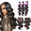 Dream Like Brazilian Virgin Hair Body Wave 3 Bundles with Closure Natural Color