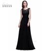 Cheap Under 50 Navy Blue A-line lace evening dresses Women sleeveless long evening dress chiffon formal party dress 4 Styles