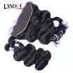 8A Brazilian Virgin Hair Body Wave With Lace Frontal Closure 3 Bundles Brazillian Human Hair Weave Closure 4 Pcs Lot Natural Black