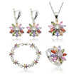 Fashion Flower Red Stone Silver Plated Jewelry Sets for Women Two Colors Available Free Jewelry Box