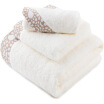 Sanli towel home textiles cotton leopard satin stalls towels towels towels three sets of gift boxed pearl white