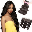 8A Brazilian Virgin Human Hair Body Wave Bundles With Lace Frontal Unprocessed Virgin Hair Extensions