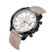 Mens Fashion Business Chronograph Analog Quartz Watch With Leather Band