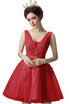 Lace Short Homecoming Dresses Tulle Appliques V Neck Ball Gown Evening Prom Dresses Cocktail Gown