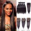 Amazing Star Malaysian Virgin Straight Hair Bundles with Closure Straight Hair with Closure Wet And Wavy Human Hair with Closure