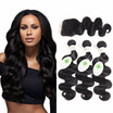 Peruvian Virgin Hair With Closure 7A Unprocessed Lace Closure With Bundles Human Hair Weave Peruvian Body Wave With Closure