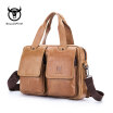 BULL CAPTAIN New Arrival Genuine Leather Bags For Men Wax Leather Shoulder Bag Satchel Briefcase Portfolio Mens Bag