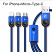 Cafele Multi LED Lighting USB Cable for iPhone Cable Micro USB C 3 in 1 Braided Charging Cable for iPhone X8 plus7 plus
